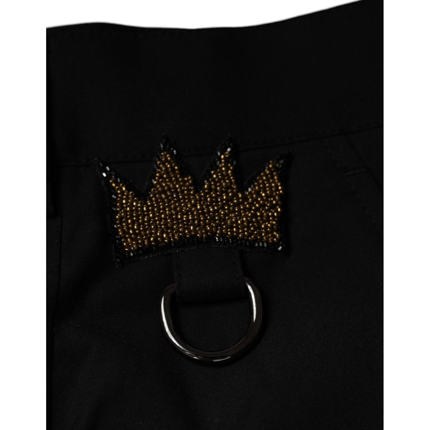 Dolce & Gabbana Black Crown Cotton Dress Pants Dolce & Gabbana Black