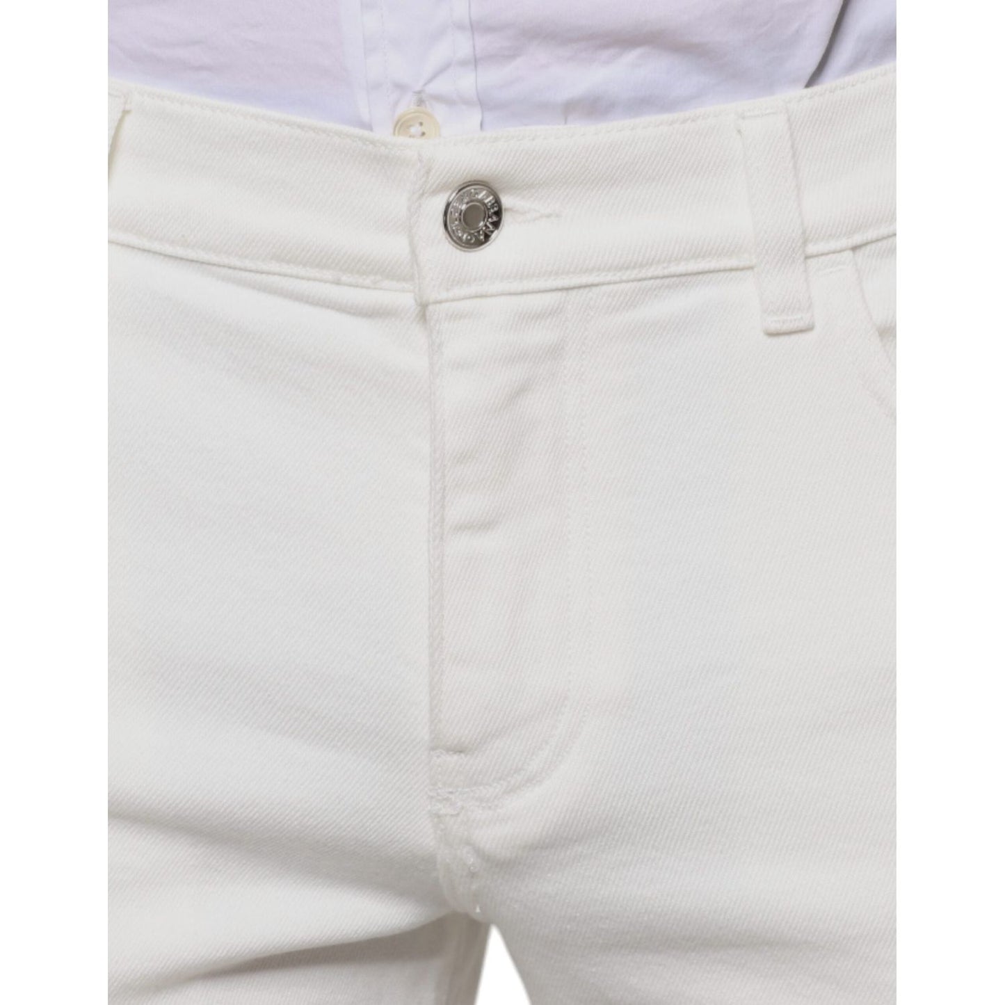 Dolce & Gabbana White Cotton Skinny Slim Men Denim Jeans Dolce & Gabbana Light Gray