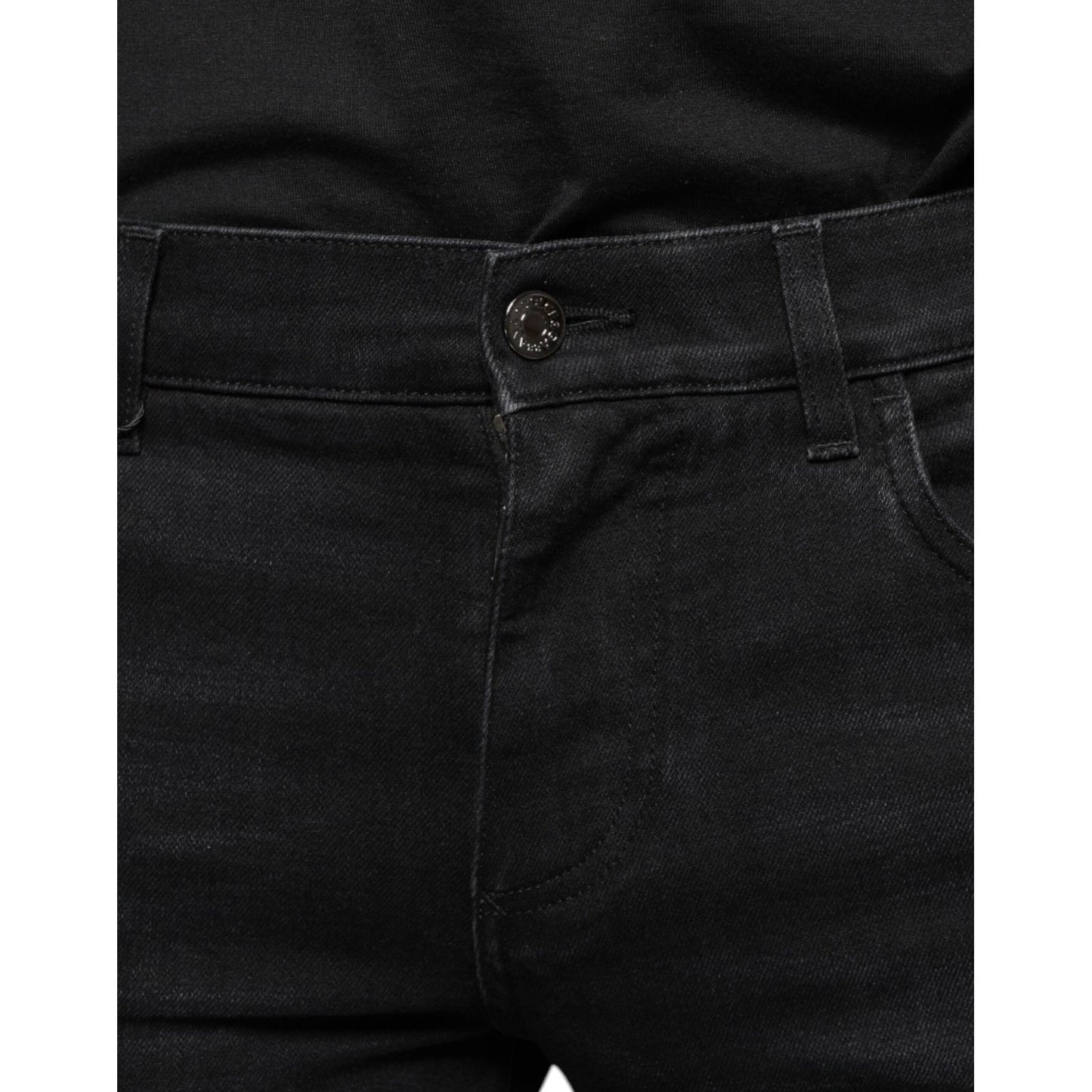 Dolce & Gabbana Black Tattered Cotton Skinny Men Denim Jeans Dolce & Gabbana Black