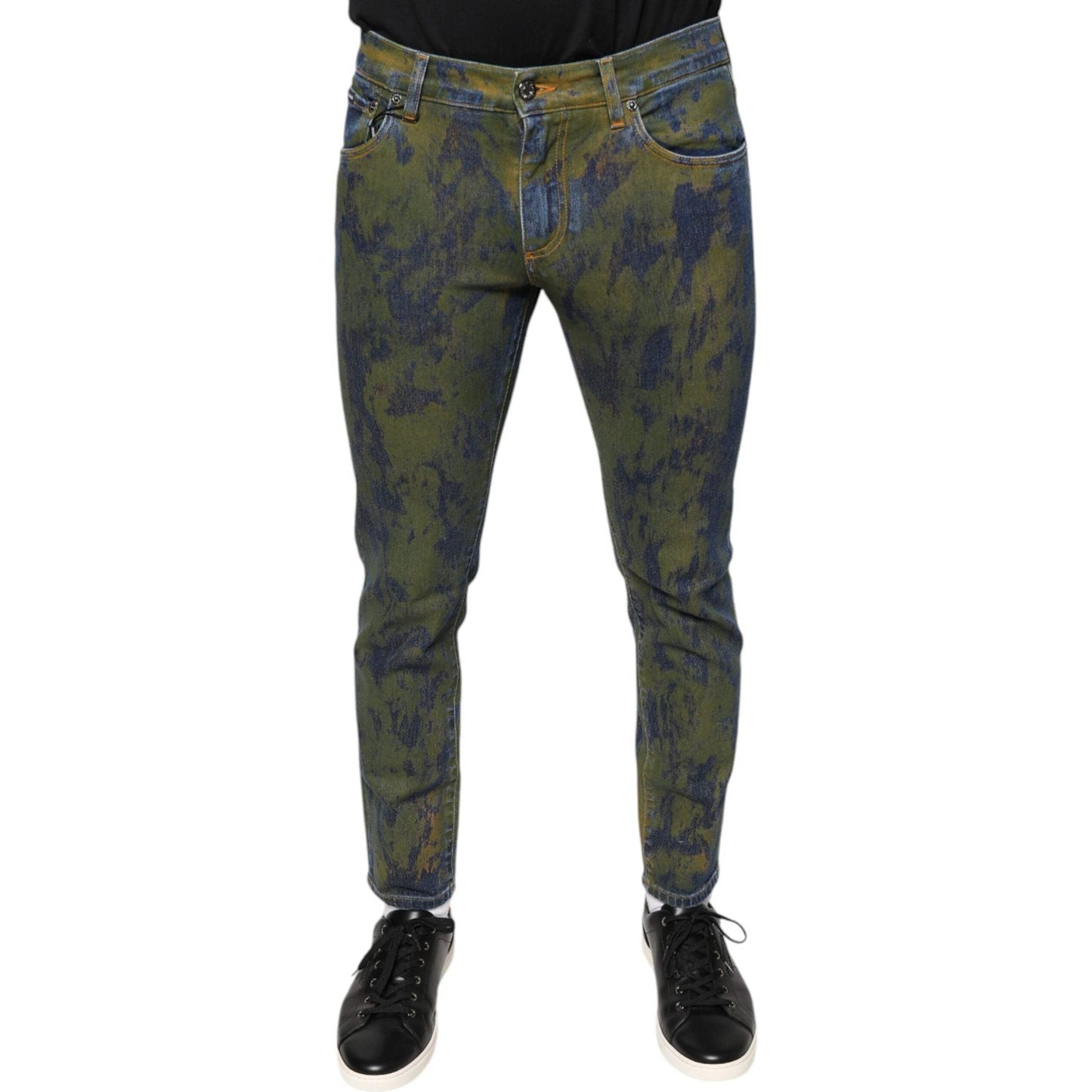 Dolce & Gabbana Blue Cotton Dye Slim Fit Men Denim Jeans Dolce & Gabbana Dark Slate Gray