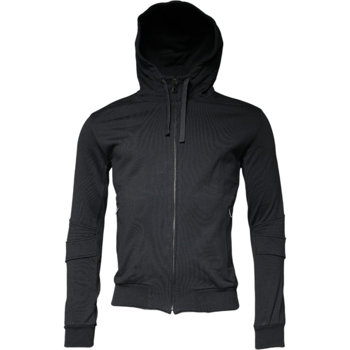 Dolce & Gabbana Black Cotton Hooded Men Full Zip Sweater Dolce & Gabbana Dark Slate Gray
