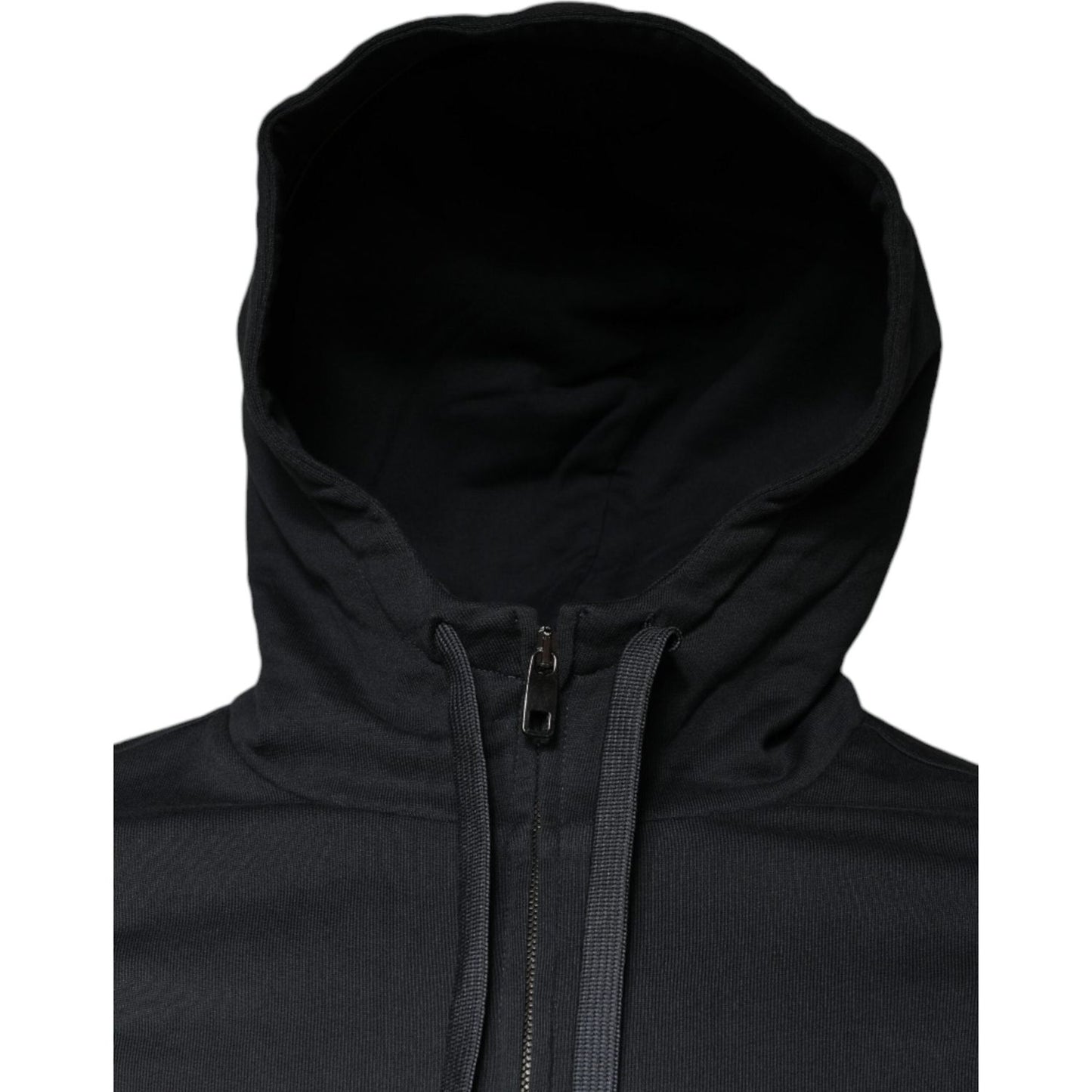 Dolce & Gabbana Black Cotton Hooded Men Full Zip Sweater Dolce & Gabbana Black