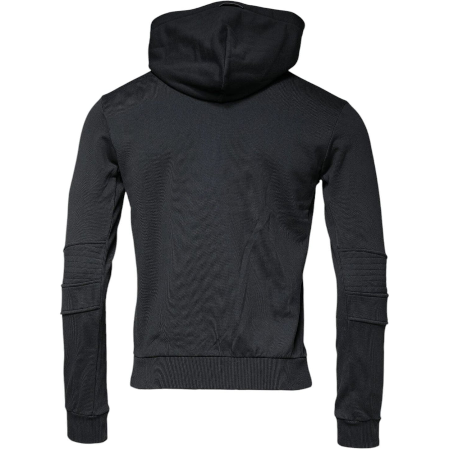Dolce & Gabbana Black Cotton Hooded Men Full Zip Sweater Dolce & Gabbana Dark Slate Gray