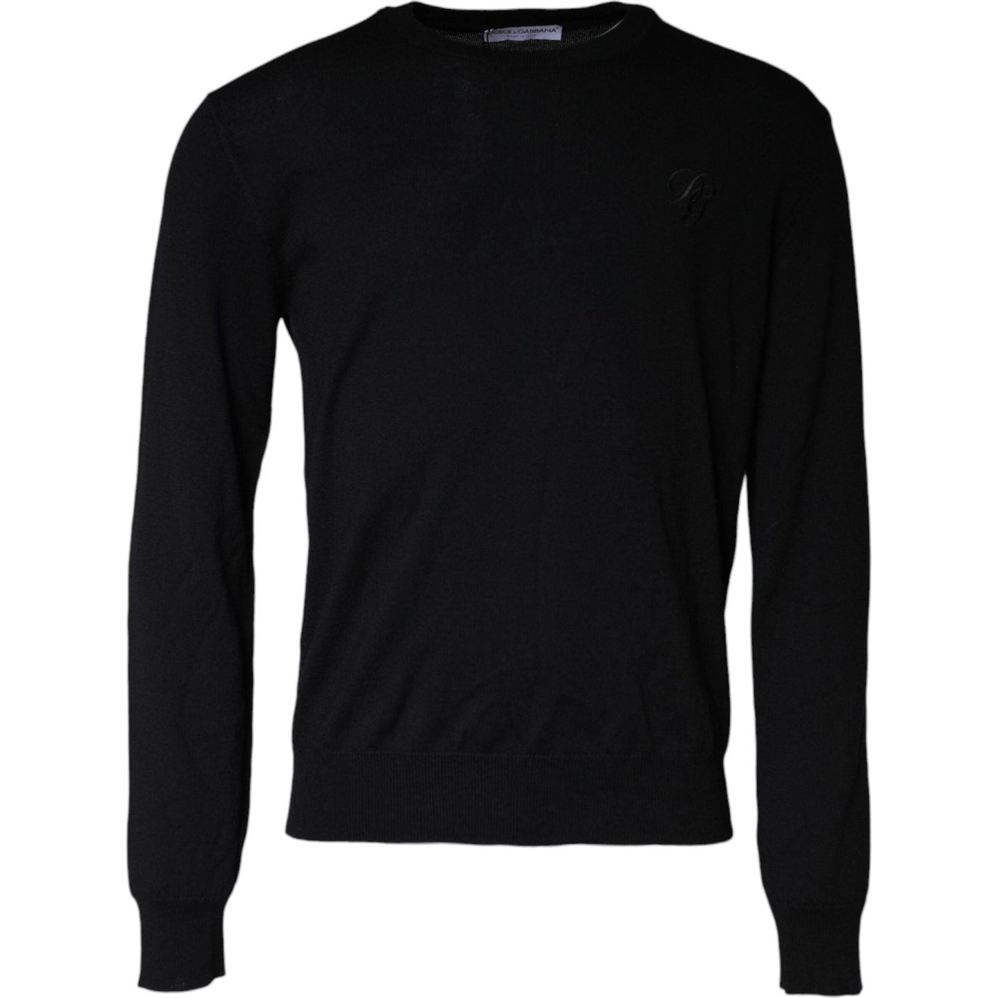 Dolce & Gabbana Black Wool Knit Crew Neck Pullover Sweater Dolce & Gabbana Black