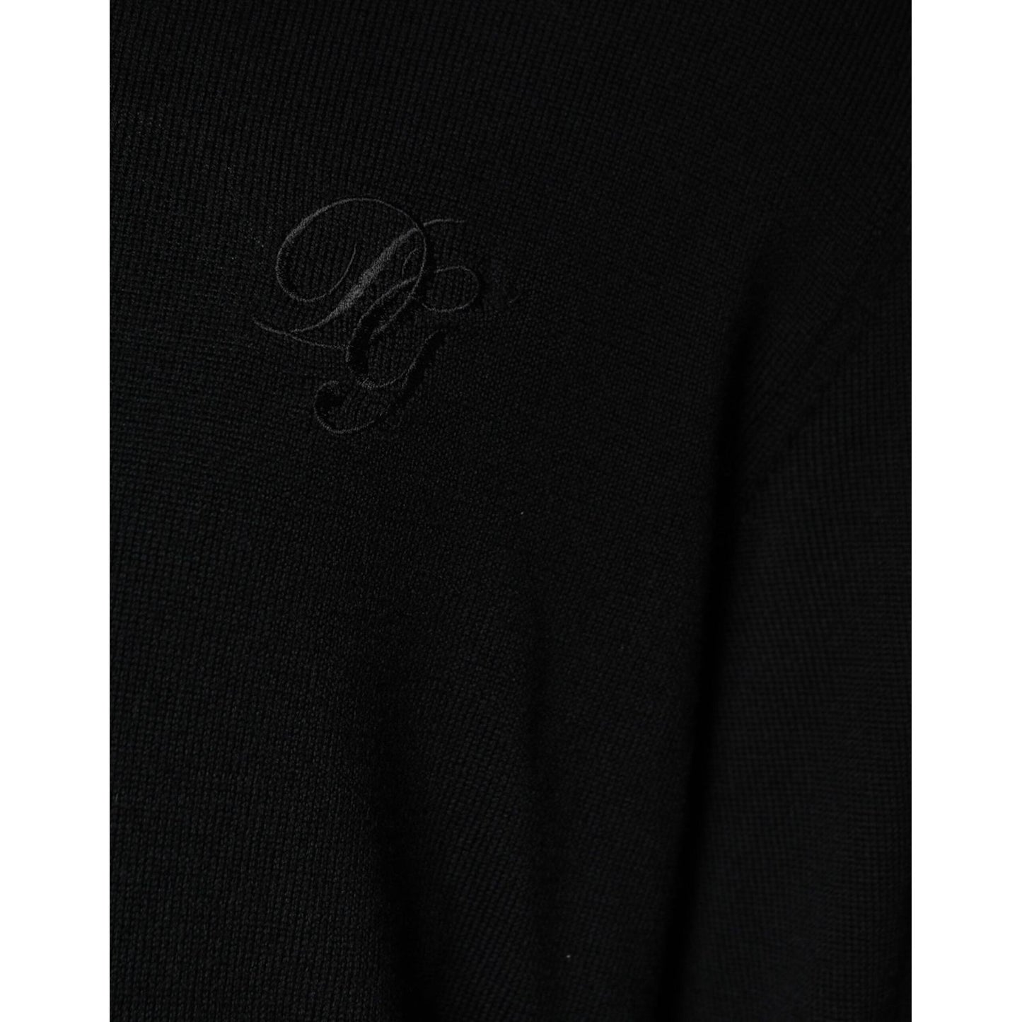 Dolce & Gabbana Black Wool Knit Crew Neck Pullover Sweater Dolce & Gabbana Black
