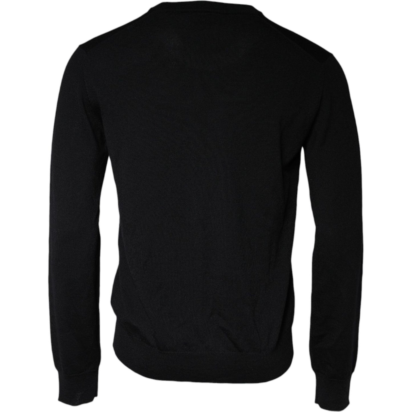 Dolce & Gabbana Black Wool Knit Crew Neck Pullover Sweater Dolce & Gabbana Black