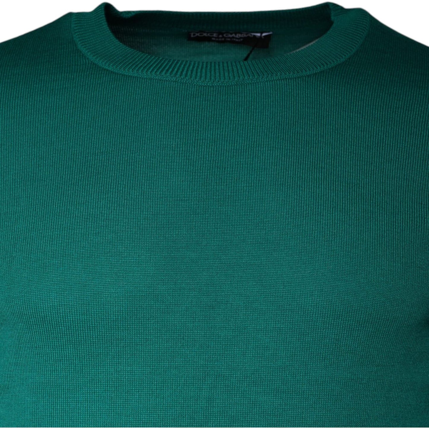 Dolce & Gabbana Green Wool Knit Crew Neck Pullover Sweater Dolce & Gabbana Dark Slate Gray