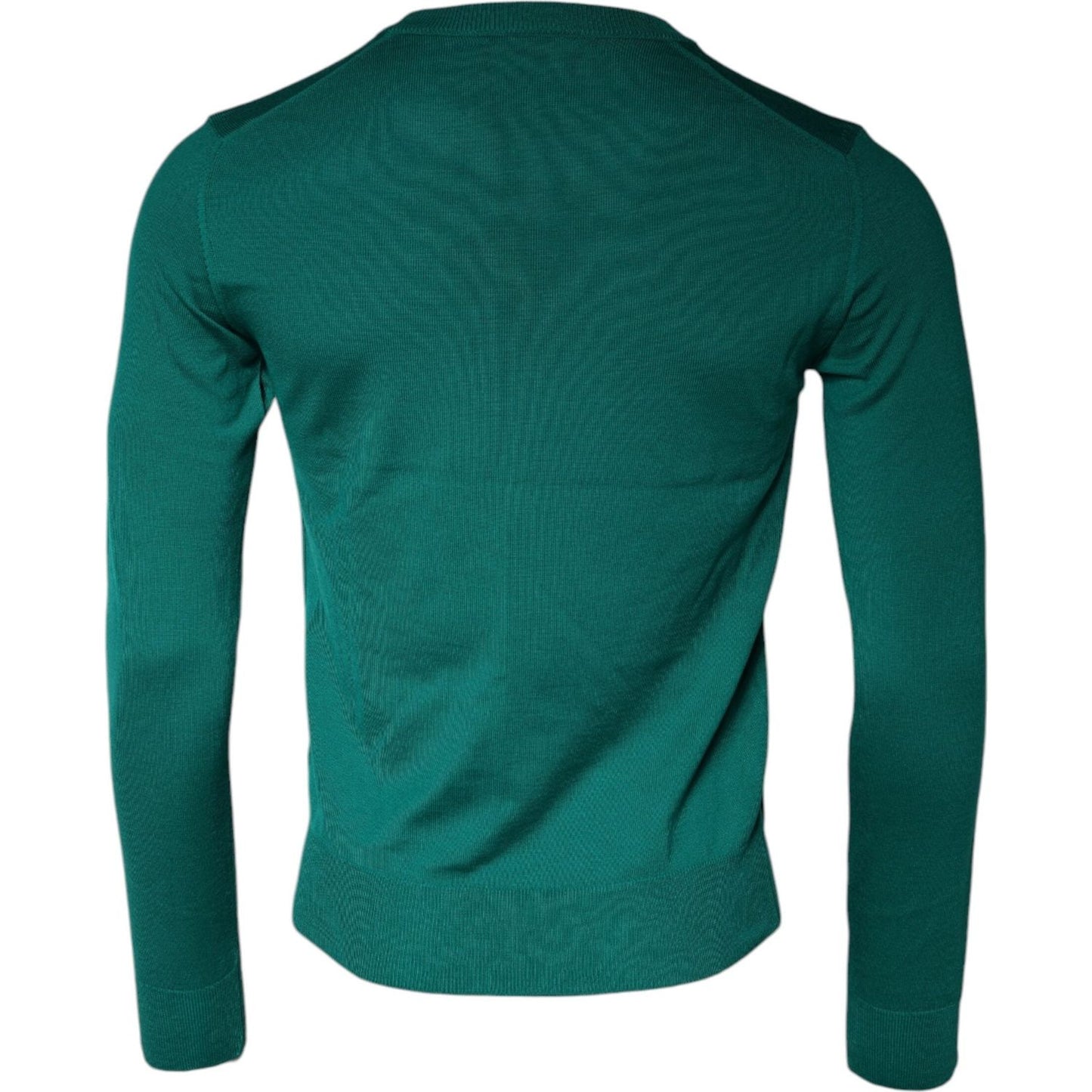 Dolce & Gabbana Green Wool Knit Crew Neck Pullover Sweater Dolce & Gabbana Dark Slate Gray