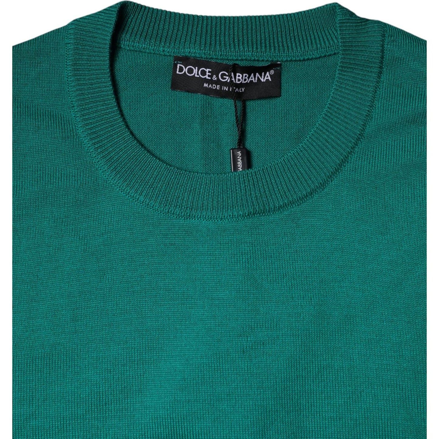 Dolce & Gabbana Green Wool Knit Crew Neck Pullover Sweater Dolce & Gabbana Dark Slate Gray
