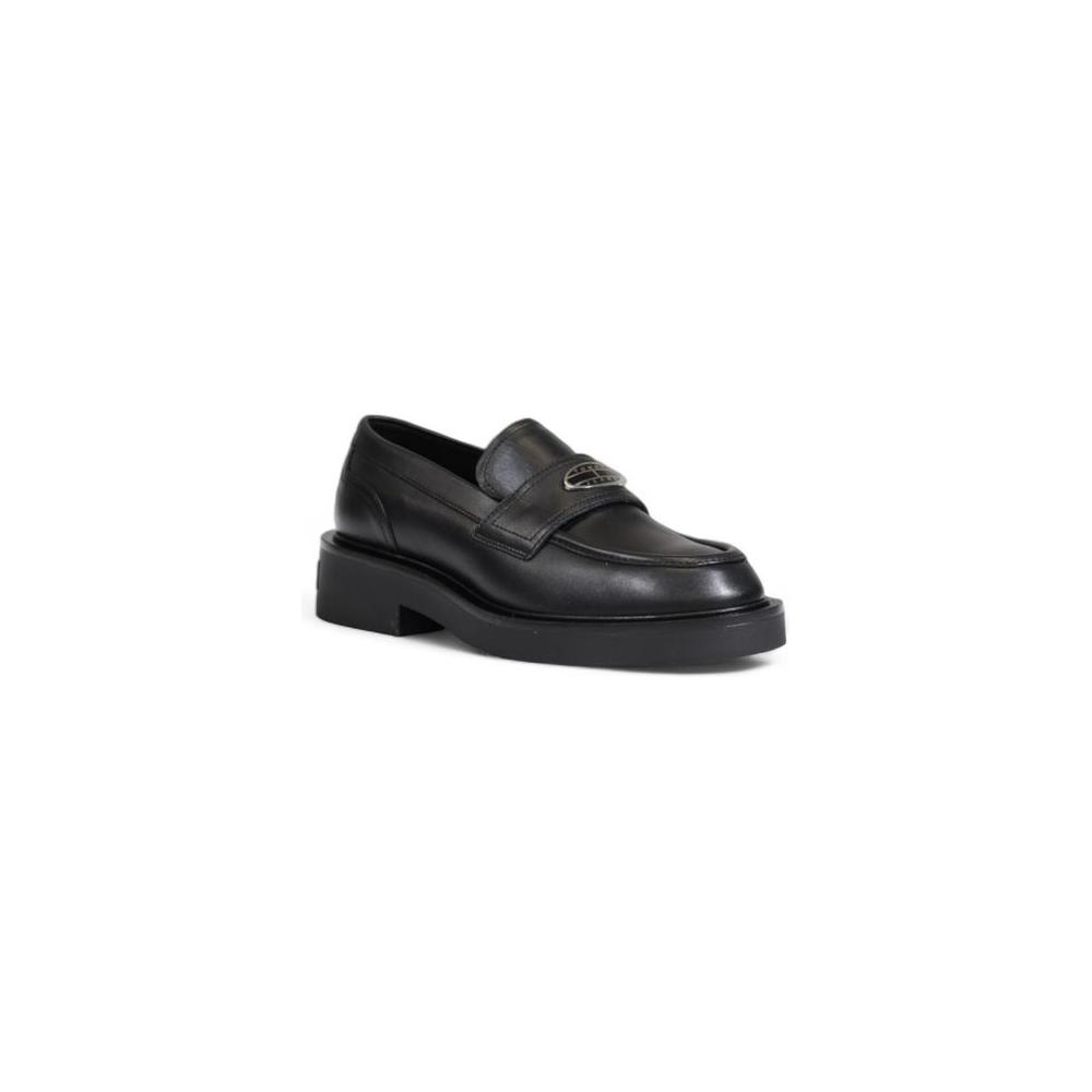Tommy Hilfiger Black Leather Flat Shoe Tommy Hilfiger Dark Slate Gray