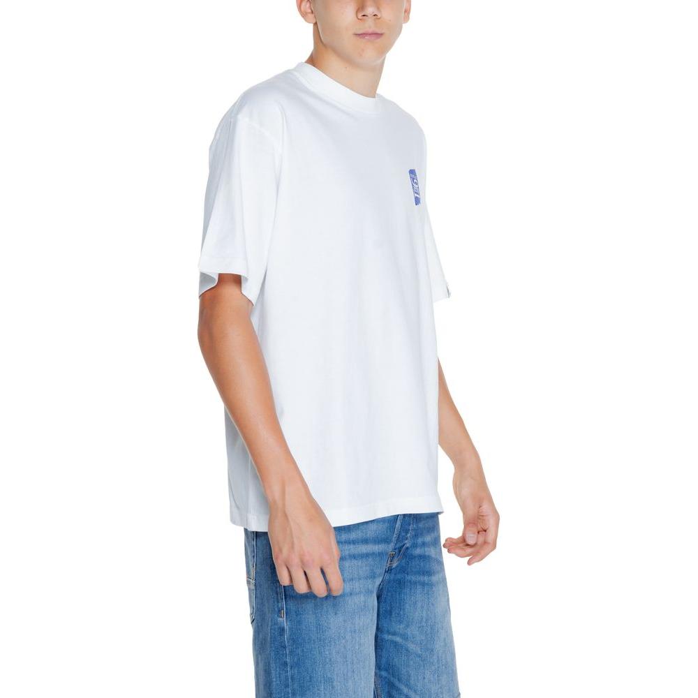 Replay White Cotton T-Shirt Replay Light Gray