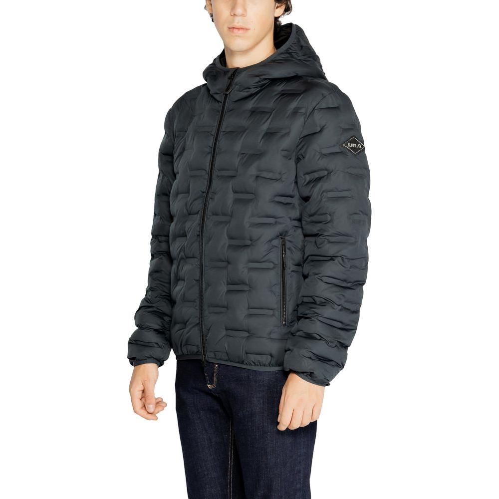 Replay Blue Polyester Jacket Replay Dark Slate Gray