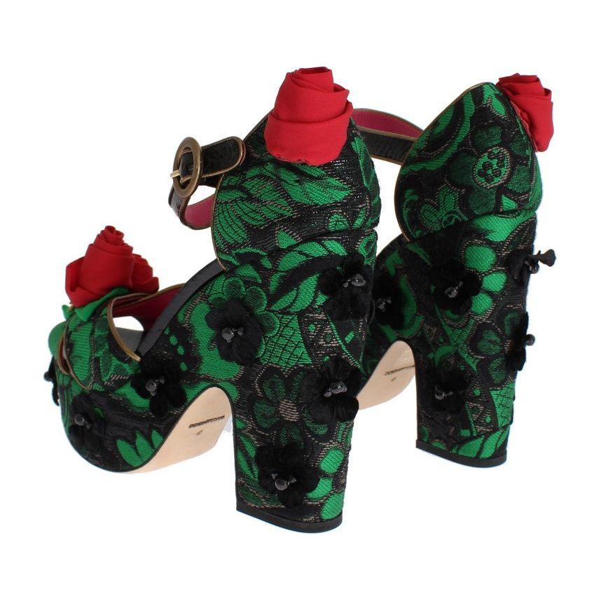 Dolce & Gabbana Enchanted Sicily Crystal Brocade Wedges Dolce & Gabbana Dark Slate Gray