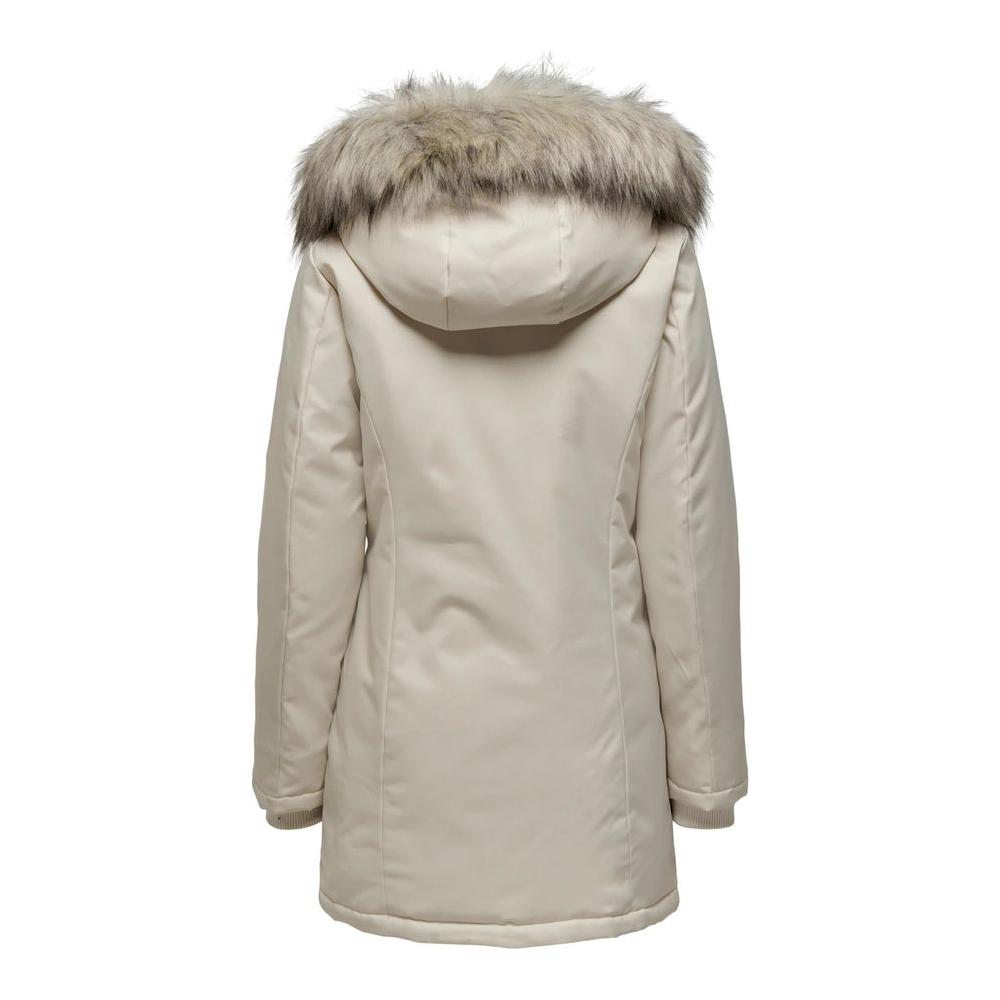 Only Beige Polyester Jackets & Coat Only Dark Gray