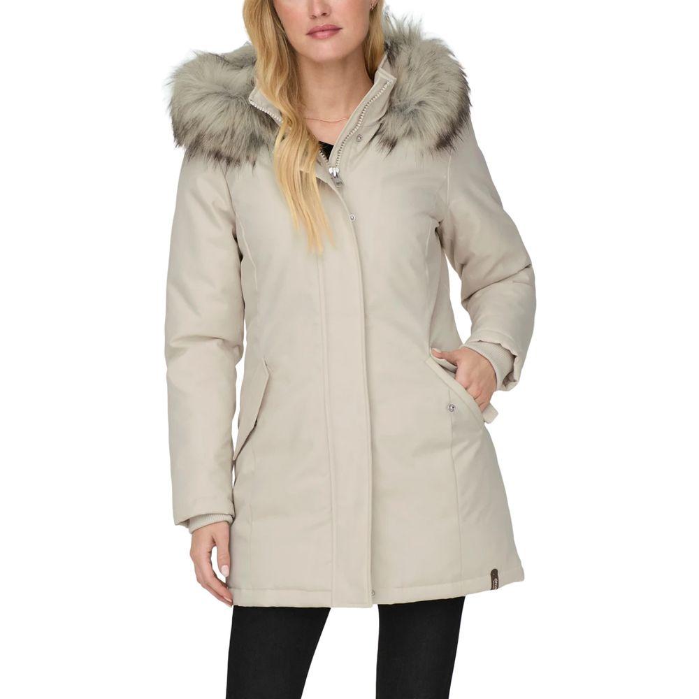 Only Beige Polyester Jackets & Coat Only Gray