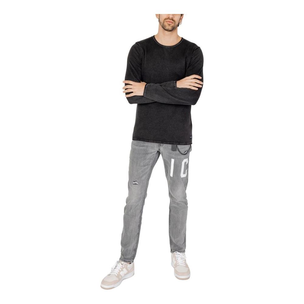 Jack Jones Black Cotton T-Shirt Jack Jones Dark Slate Gray
