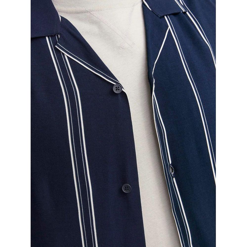 Jack Jones Blue Viscose Shirt Jack Jones Light Gray