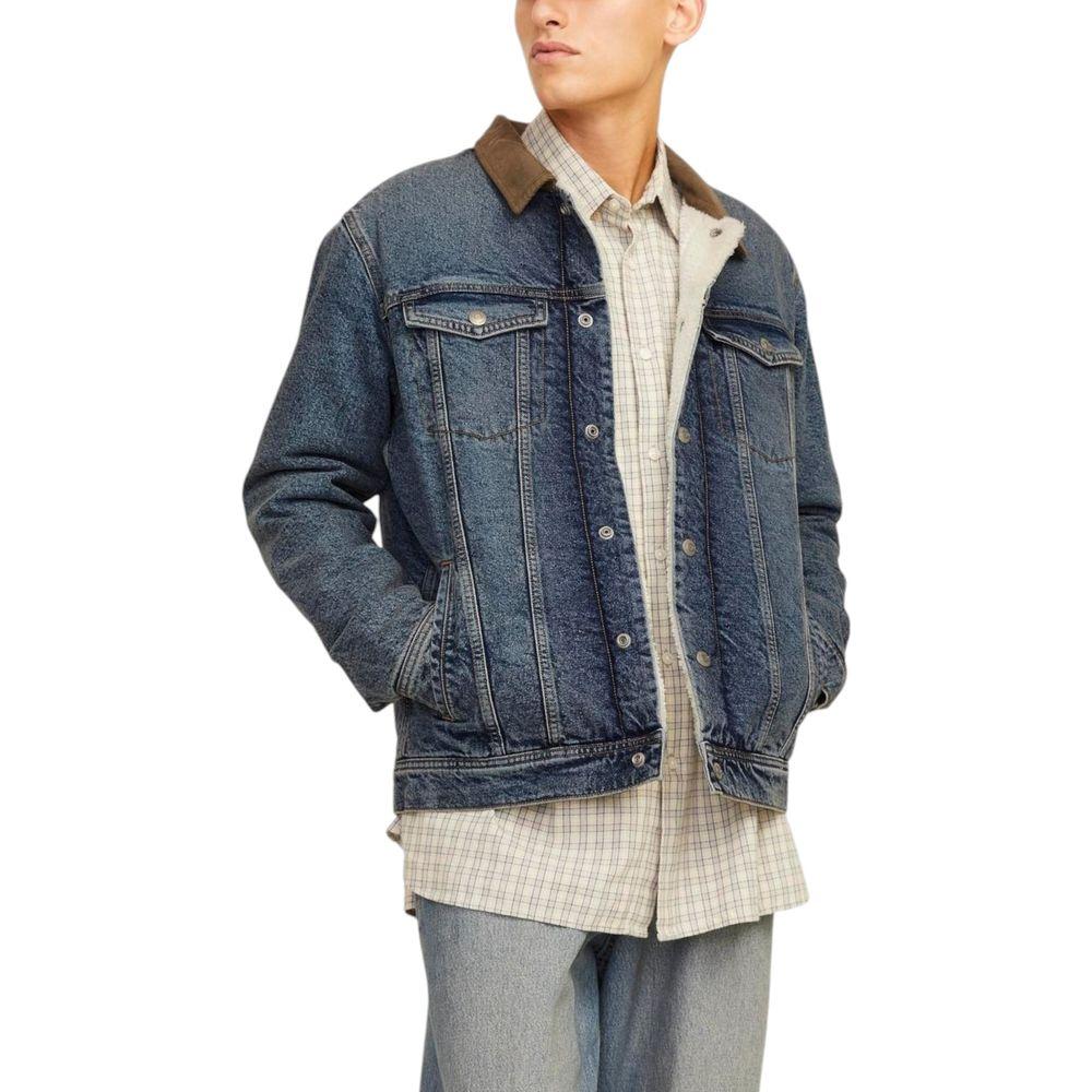 Jack Jones blue cotton jacket, men's fall/winter collection, 100% cotton, casual wear