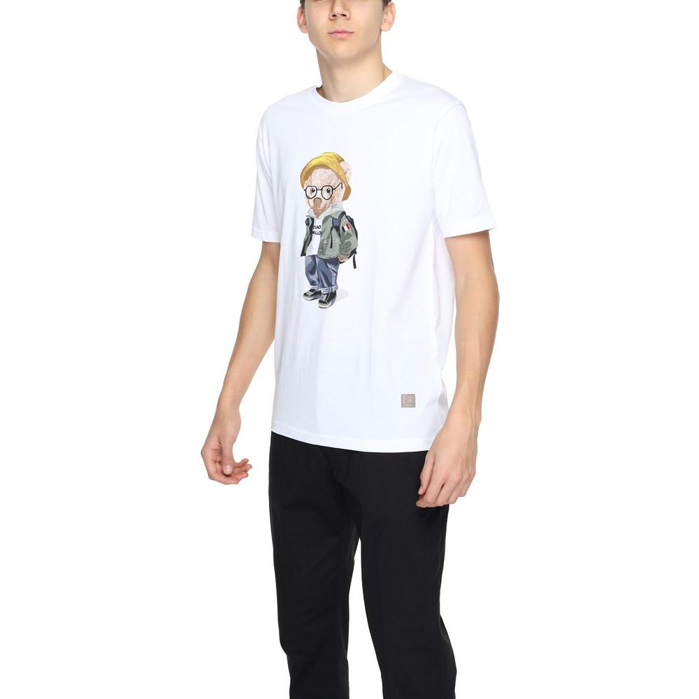 Gianni Lupo White Cotton T-Shirt Gianni Lupo Black