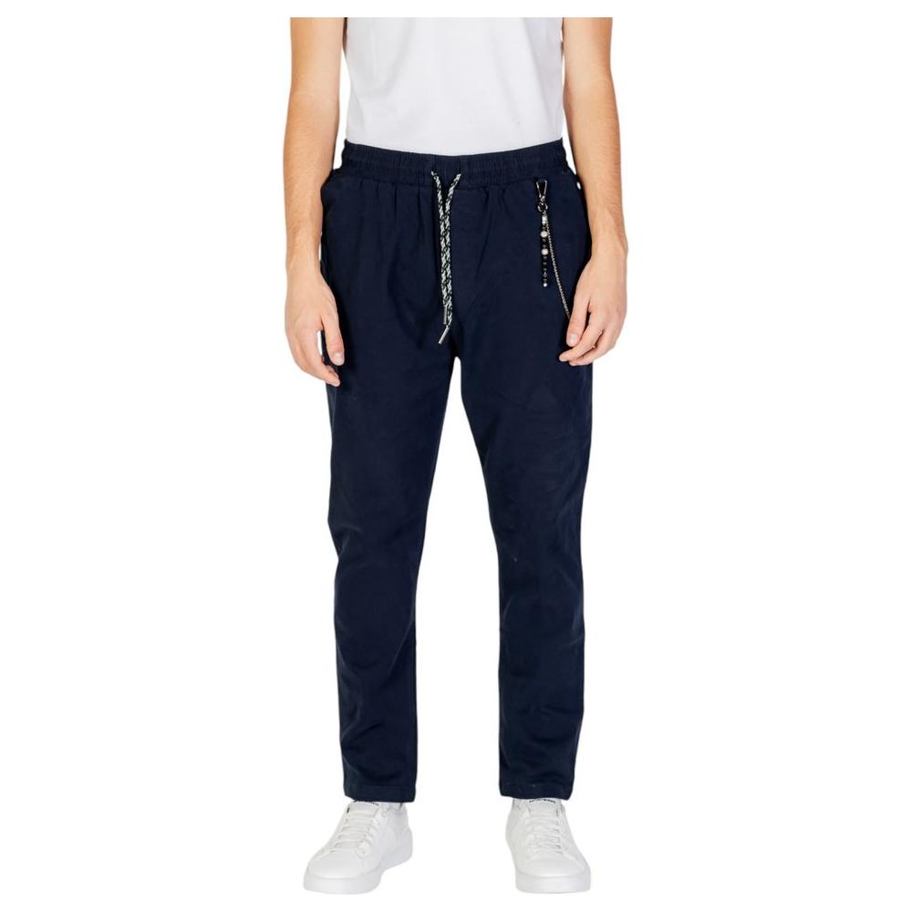 Alt Tag: Gianni Lupo men's blue cotton jeans, fall/winter collection, featuring a comfortable fit with drawstring waist, 97% cotton, 3% elastane.