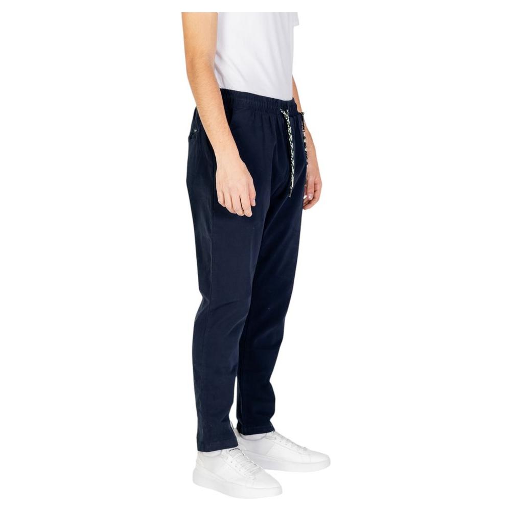Gianni Lupo men's blue cotton pants for fall/winter, 97% cotton, 3% elastane, stylish and comfortable fit.