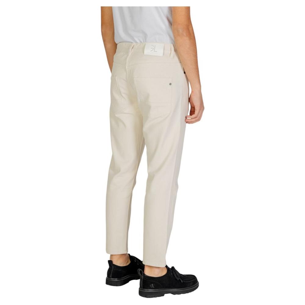 Gianni Lupo Cream Cotton Jeans & Pant Gianni Lupo Light Gray