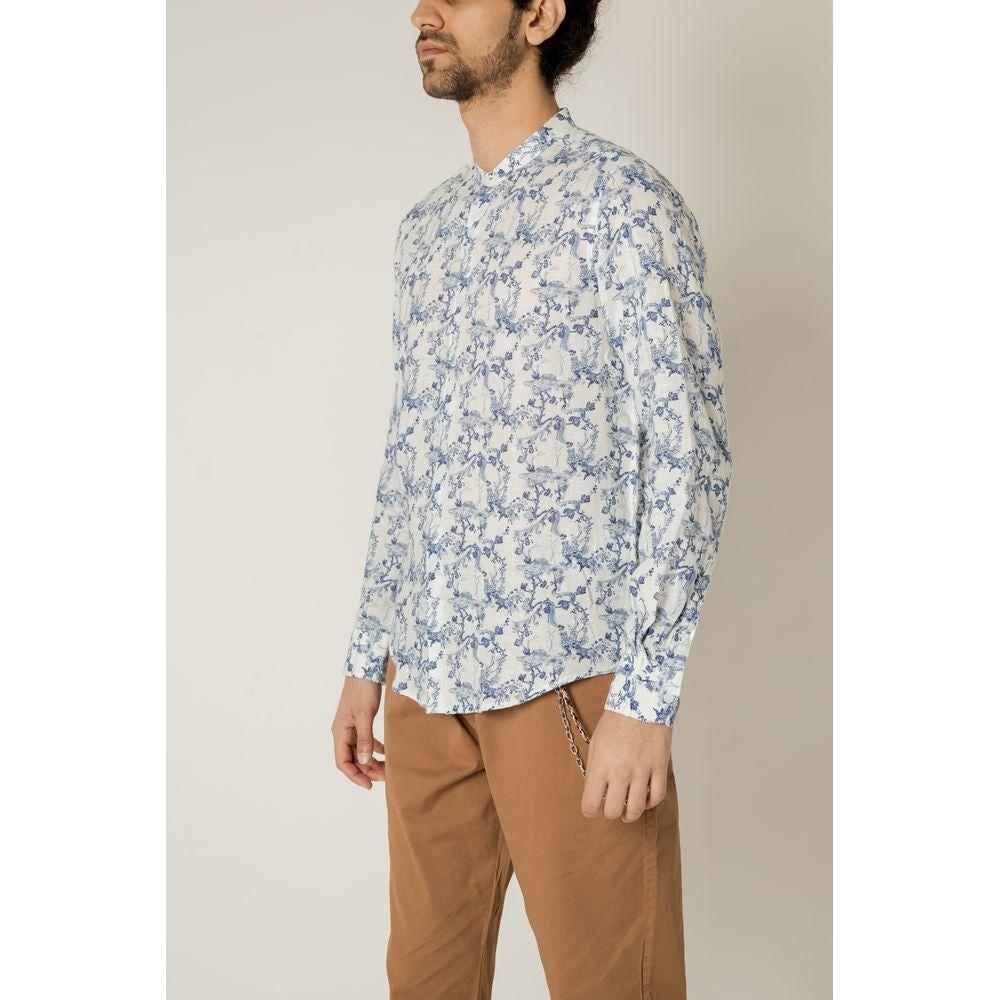 Gianni Lupo Blue Linen Shirt Gianni Lupo Gray