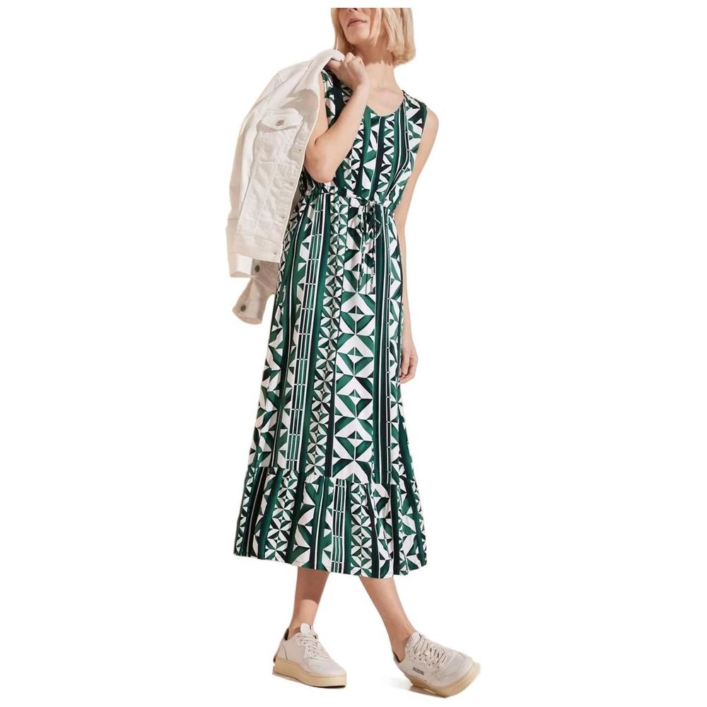 Street One women's green viscose long dress, sleeveless, geometric pattern, spring/summer collection, casual style.