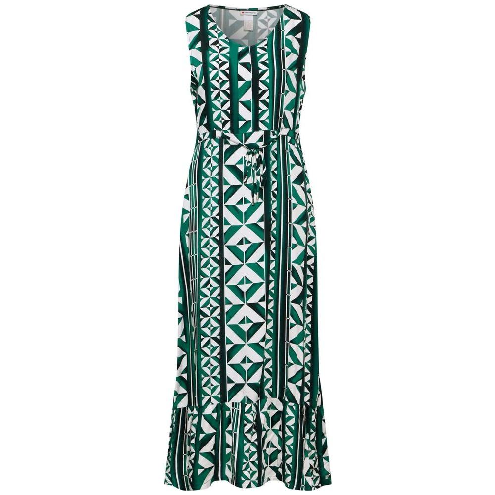 Street One green viscose dress with geometric pattern, spring/summer collection, women's long dress, 100% viscose