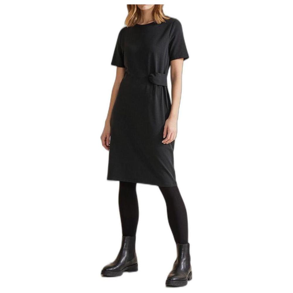 Street One black cotton dress - women's midi dress for spring/summer collection, made from cotton, modal, and elastane.