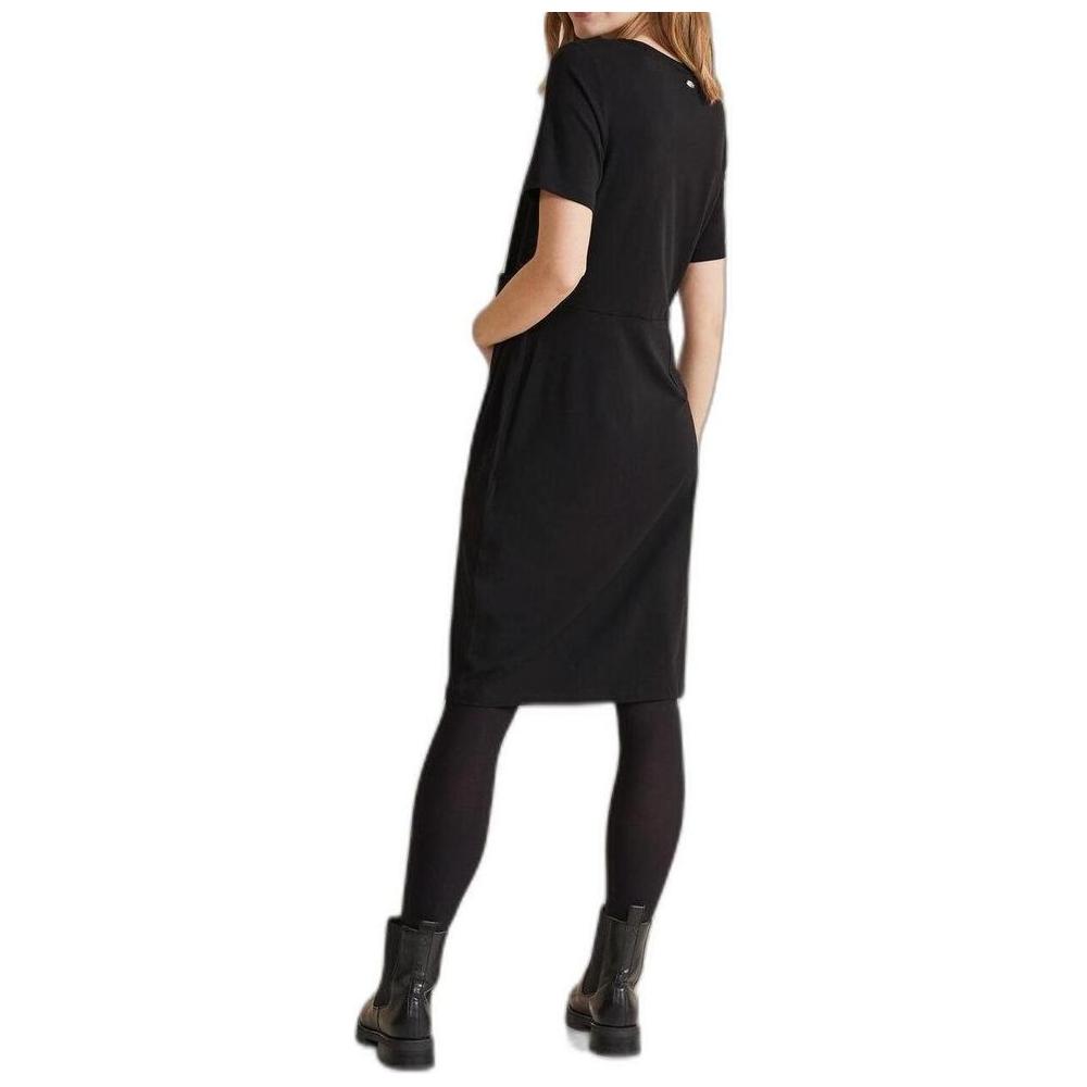 Street One women's black cotton midi dress, back view, spring/summer collection, made of cotton, modal, and elastane blend.