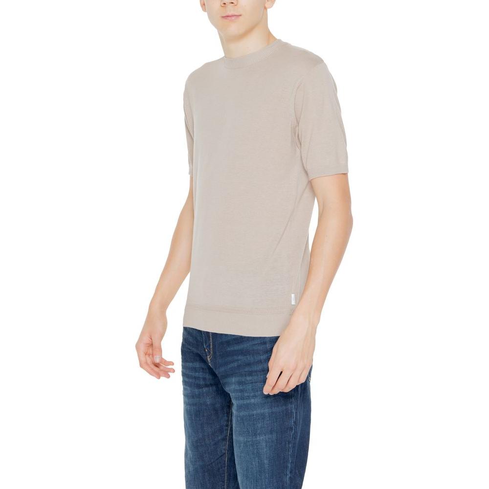 Men's Hamaki-Ho beige cotton T-shirt, short sleeve, spring/summer collection, 100% cotton, casual style.
