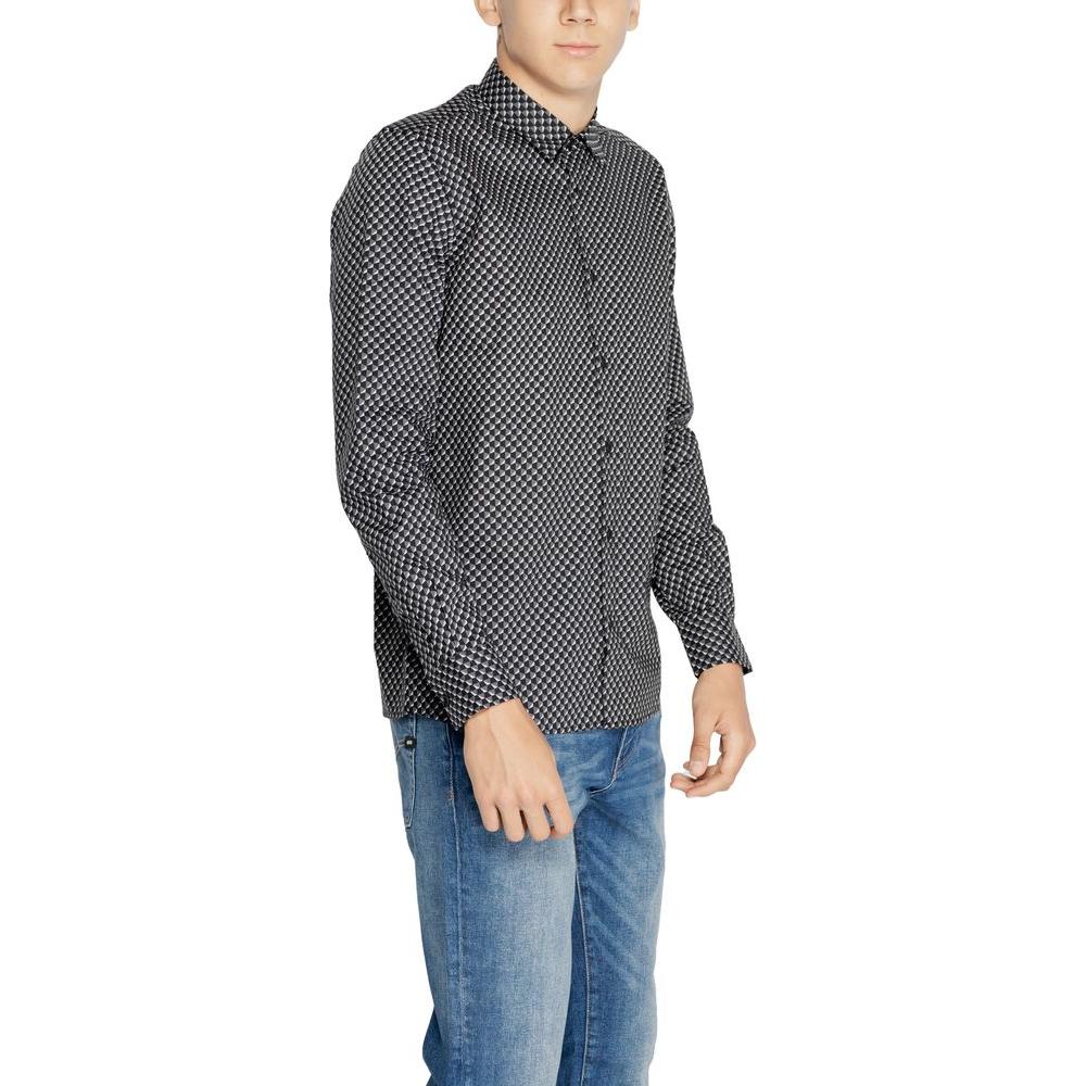 Antony Morato gray cotton shirt for men, fall/winter collection, features a stylish pattern, 100% cotton.