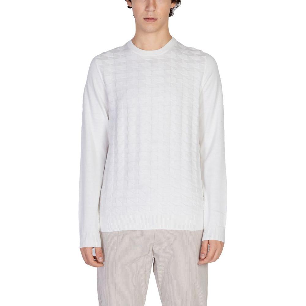 Antony Morato white cotton wool blend men's knitwear from Fall/Winter collection, elegant long-sleeve T-shirt for stylish layering.