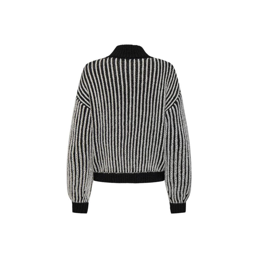 Jacqueline De Yong black polyester sweater, women's knitwear, fall/winter collection, made of 50% polyester and 50% recycled polyester.