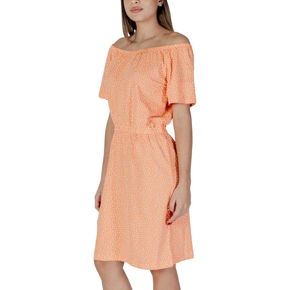 B.Young orange cotton dress, spring/summer women's collection, 95% cotton, off-shoulder design, lightweight and stylish