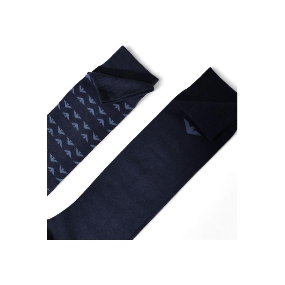 Emporio Armani blue cotton socks for men, 2-pack, elegant design, soft and durable, perfect fit for work or leisure.