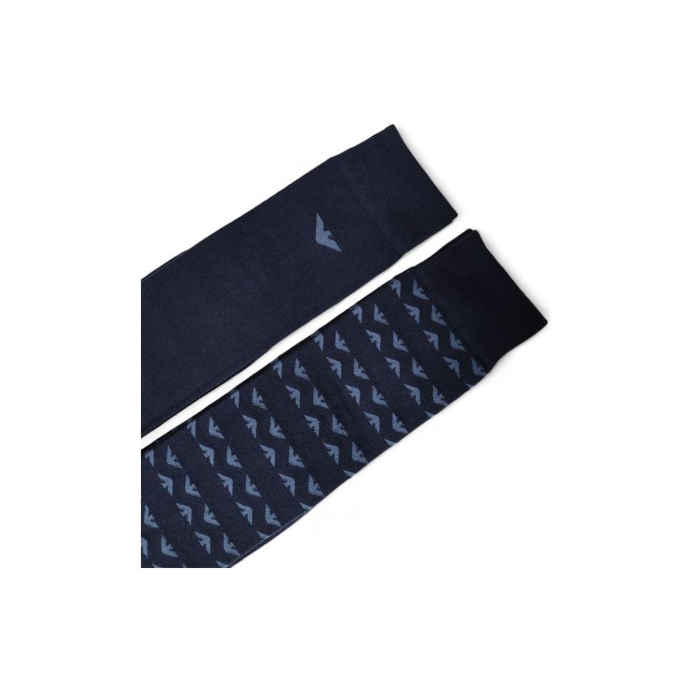 Emporio Armani blue cotton socks 2-pack showcasing modern design for men, perfect for work or leisure.