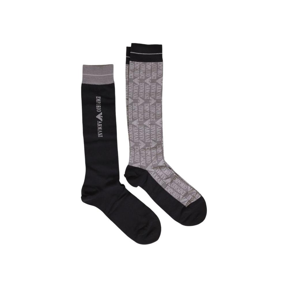 Emporio Armani black and grey cotton socks for men, elegant design, comfortable fit, breathable material, great for everyday and special occasions.