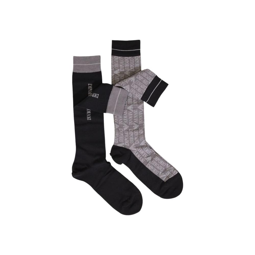 Emporio Armani Underwear black and grey cotton socks set for men, featuring elegant design and exceptional comfort for daily wear.