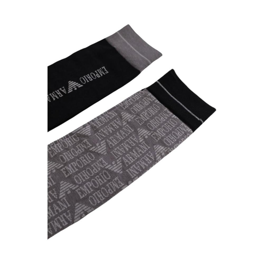 Emporio Armani Underwear black and gray cotton socks set with logo design, featuring high-quality materials for comfort and style.