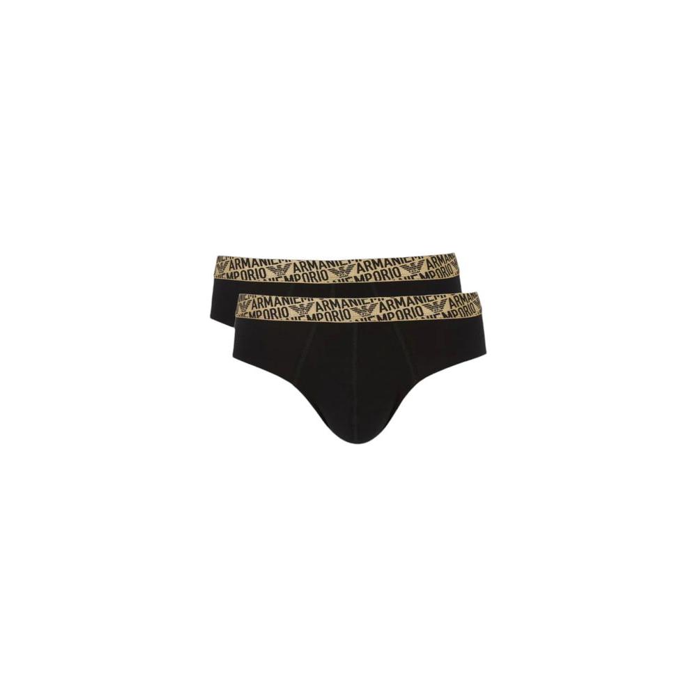 Emporio Armani bicolor cotton men's briefs with logo waistband, offering comfort and elegance, made of 95% cotton and 5% elastane.