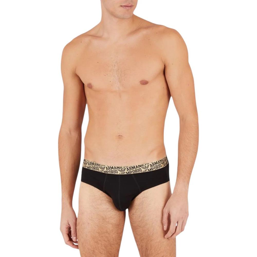 Emporio Armani men's bicolor cotton briefs with branded waistband and high elasticity for comfort and style.
