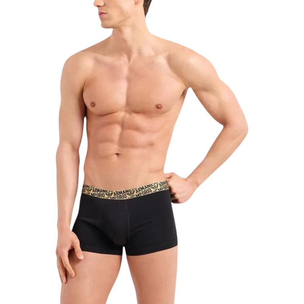 Man wearing Emporio Armani bicolor cotton underwear with logo waistband, showcasing stylish and comfortable fit.