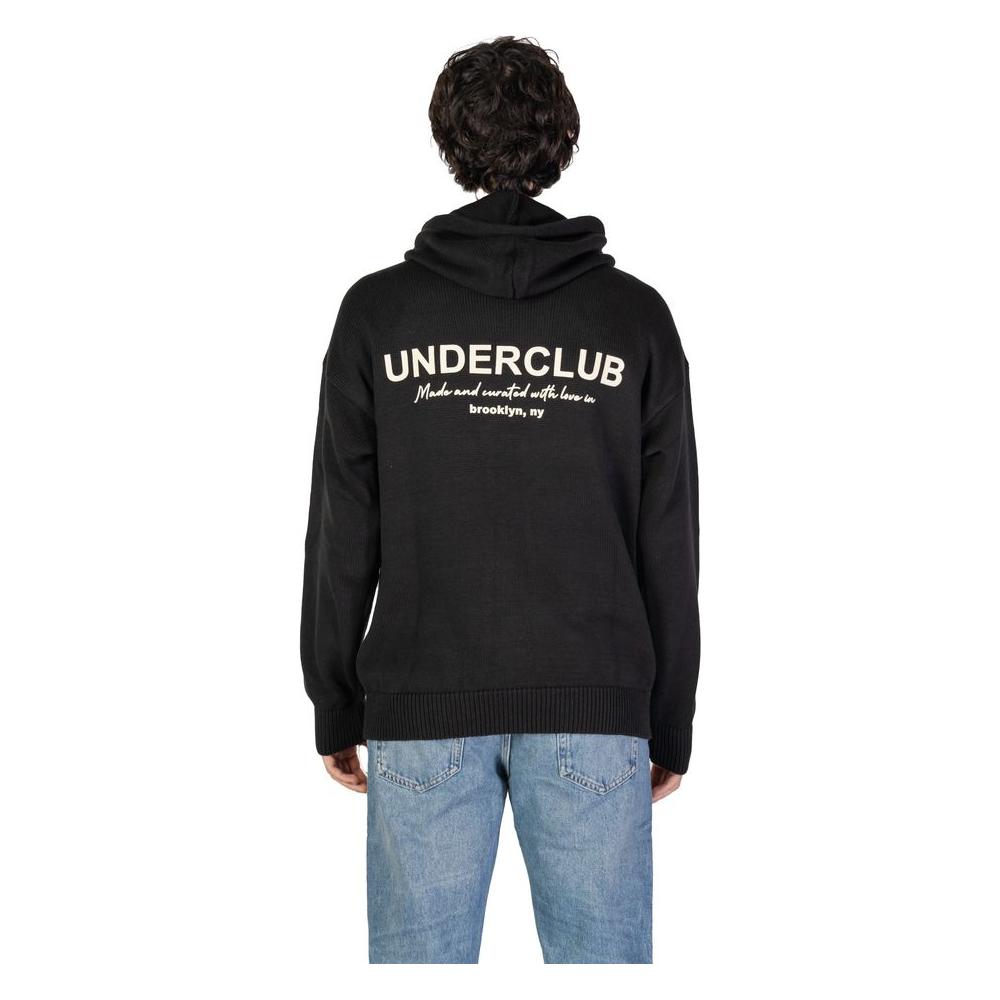 Back view of Underclub black cotton sweater, men's knitwear from fall/winter collection, 50% cotton and 50% acrylic material.