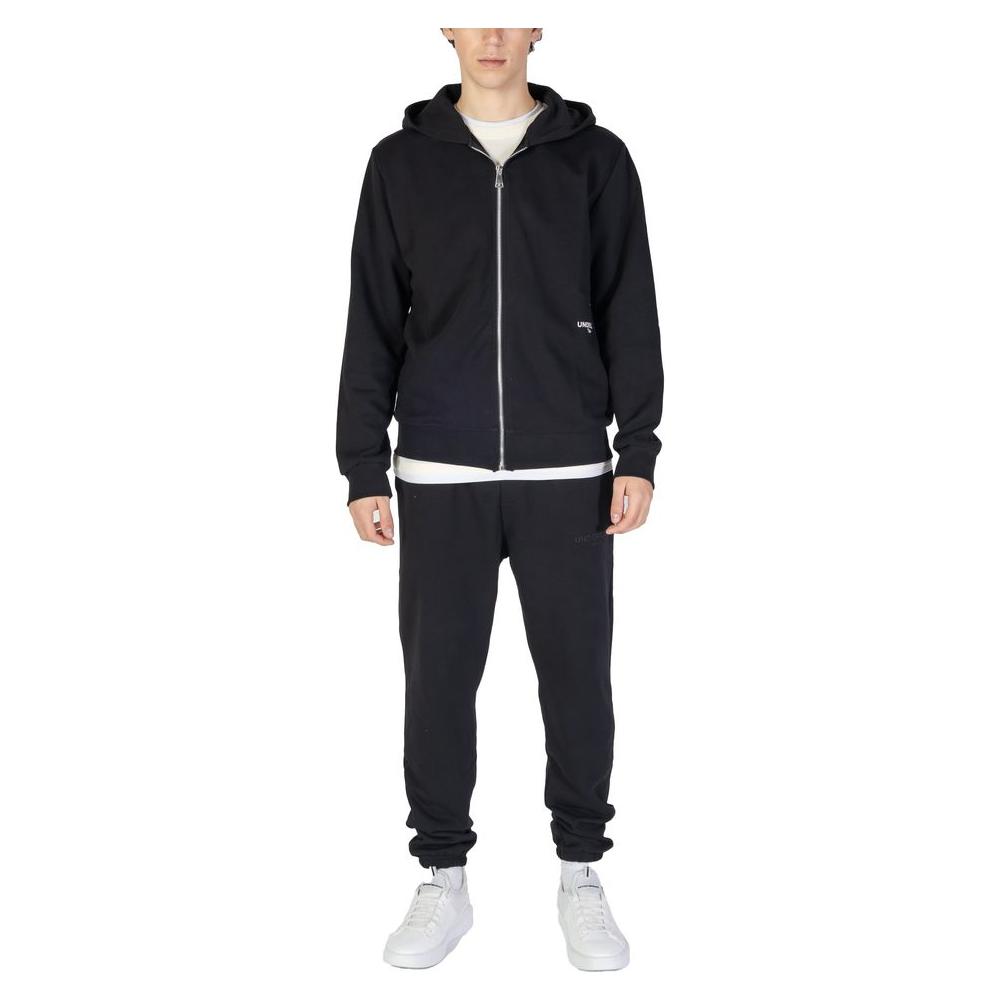 Underclub black cotton men's sweatshirt for fall/winter collection, featuring a zip-up design and comfortable fit.