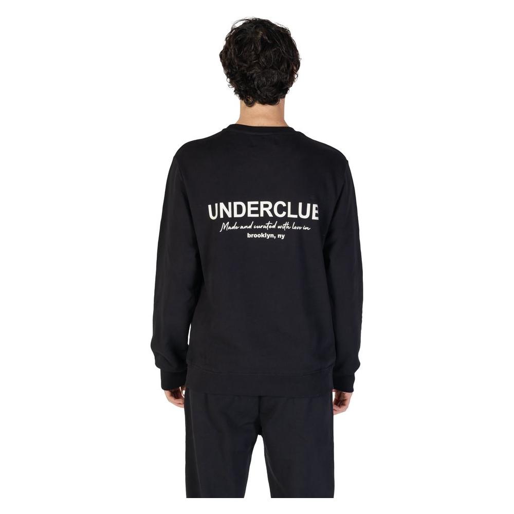 Alt Tag: Back view of Underclub Black Cotton Sweater for men, part of the Fall/Winter collection, featuring text on the back.