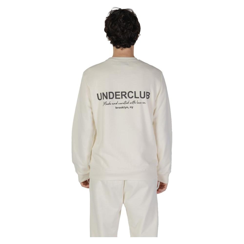 Back view of men's Underclub cream cotton sweatshirt, part of the fall/winter collection, featuring text detailing, 100% cotton.