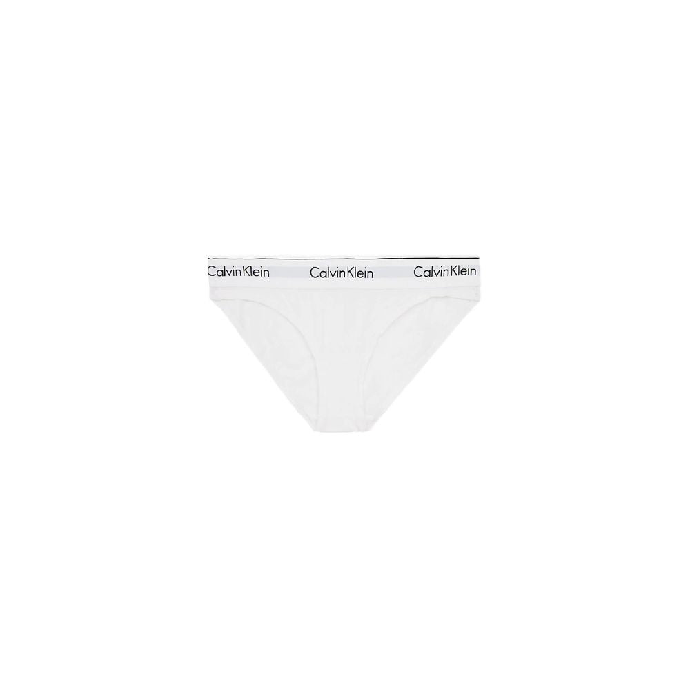 Calvin Klein white cotton underwear bikini brief with logo waistband, offering comfort and style with a minimalist design.