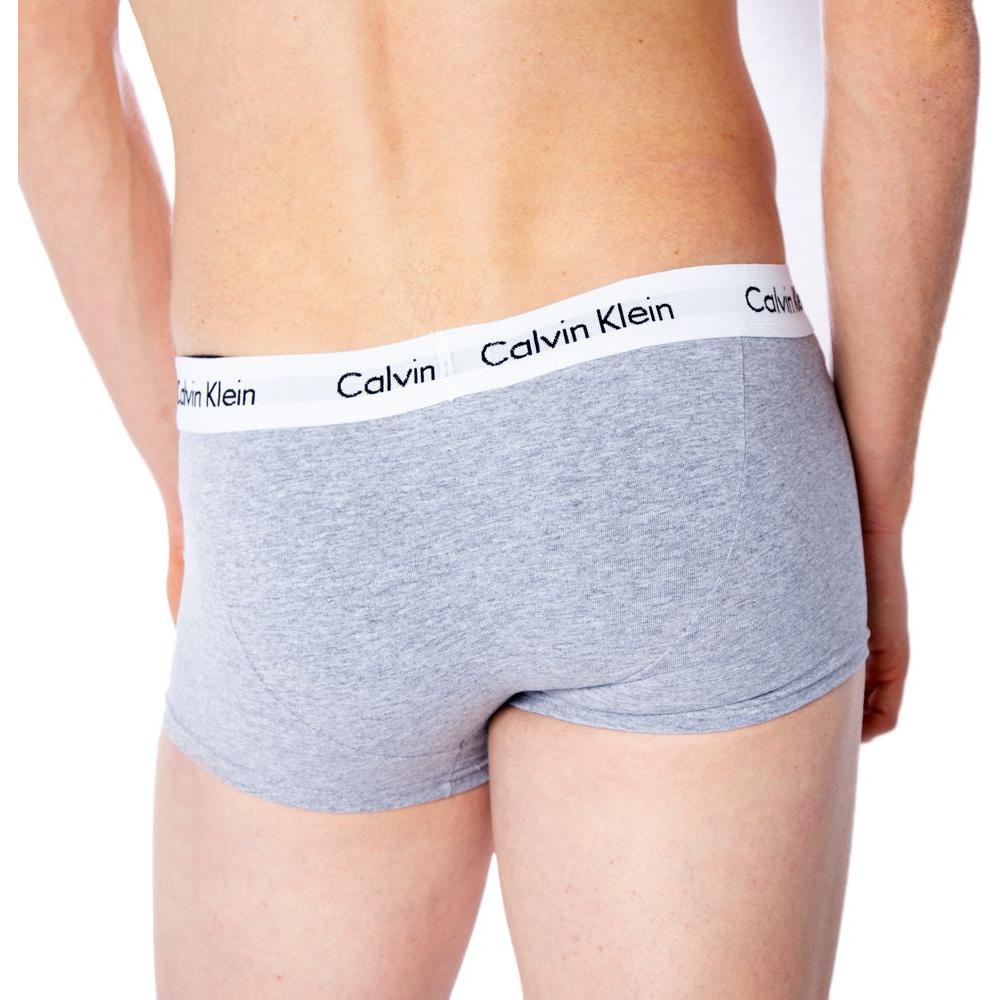 Back view of Calvin Klein gray cotton boxer trunks with elastic waistband for men